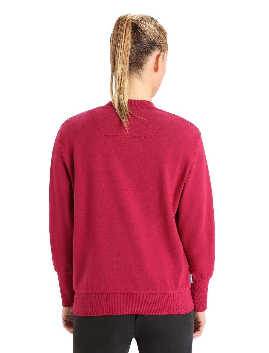 Cherry Women's Icebreaker Merino Central II Long Sleeve Sweatshirts | USA 1618PJJQ